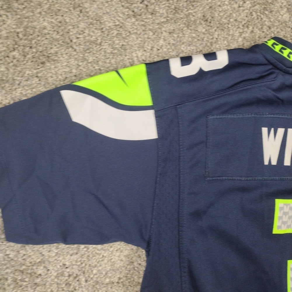 Nike On Field Seattle Seahawks NFL Jersey Shirt Russell Wilson #3 Youth LG Blue - Picture 12 of 16